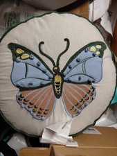 Butterfly decorative pillow embroidered 14 Inch