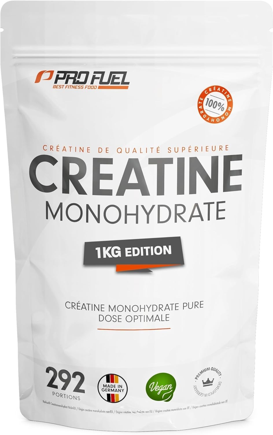 Créatine Monohydrate 1kg végétalienne pour augmenter la force - 3