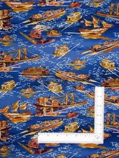 Boat Ship Nautical Fabric By The Yard Sailing Boats 4131 Blue Cotton by Blank