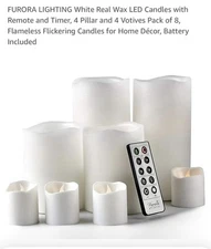 FURORA Flameless Led Eight Pack Candles With Remote And Timer Batteries Included