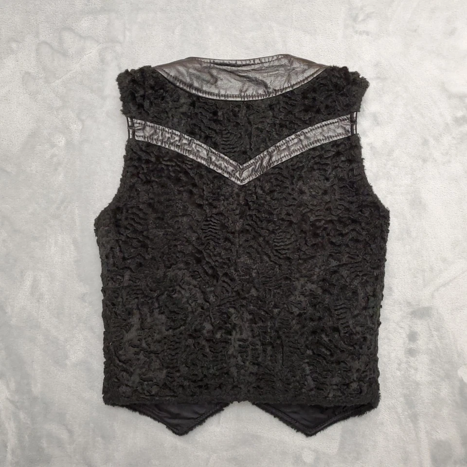 Chaleco de Colección Ms Pioneer para Mujer 6 Cuero de Piel Negro Vaquero Occidental Retro Hecho en EE. UU. Foto 4 de 4