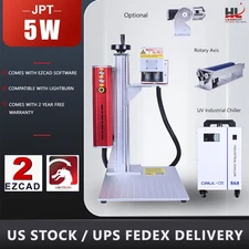 JPT 5W 355m UV Fiber Laser Marking Machine S&A Water Chiller Glass Marker Wood