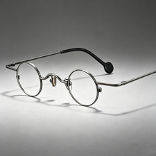 Small Round Japanese Eyeglasses Frames Punk Retro Women Men Grey Glasses 12g
