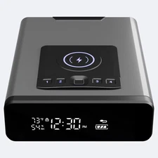 Biometric Discreet Gun Safe with 12-Hour Time Clock Display, Wireless Chargin...