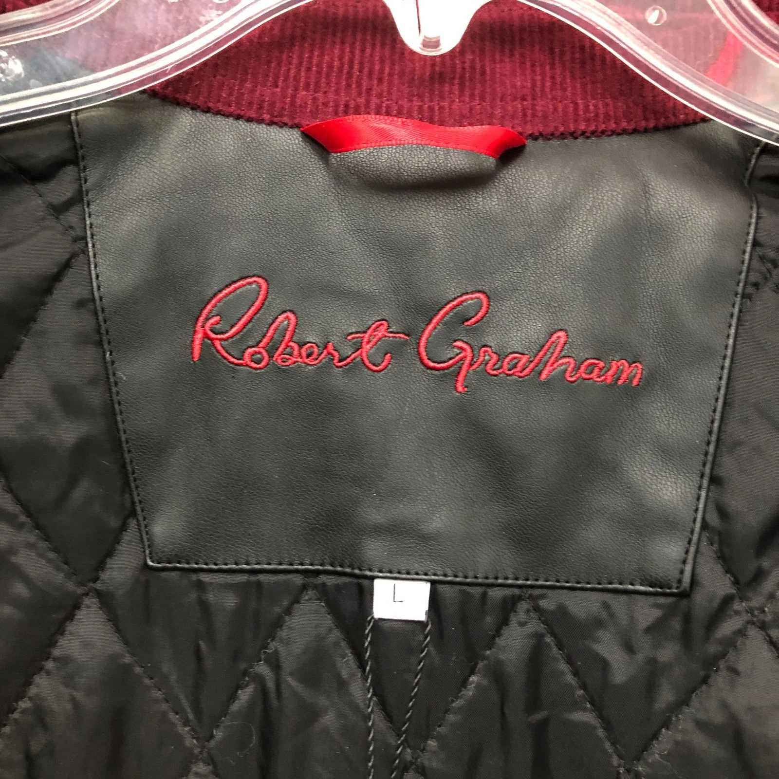 NEW Robert Graham Jacket Large Adult Red Burgundy Corduroy Quilted Lined Mens L image 7