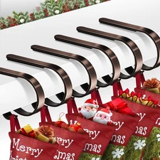 Christmas Stocking Holders for Mantle Set of 6, Non-Slip Adjustable Stocking 
