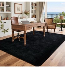 Black Rugs for Living Room Fluffy 5x8 ft Bedroom Rug Non-Slip Area Rugs Shag