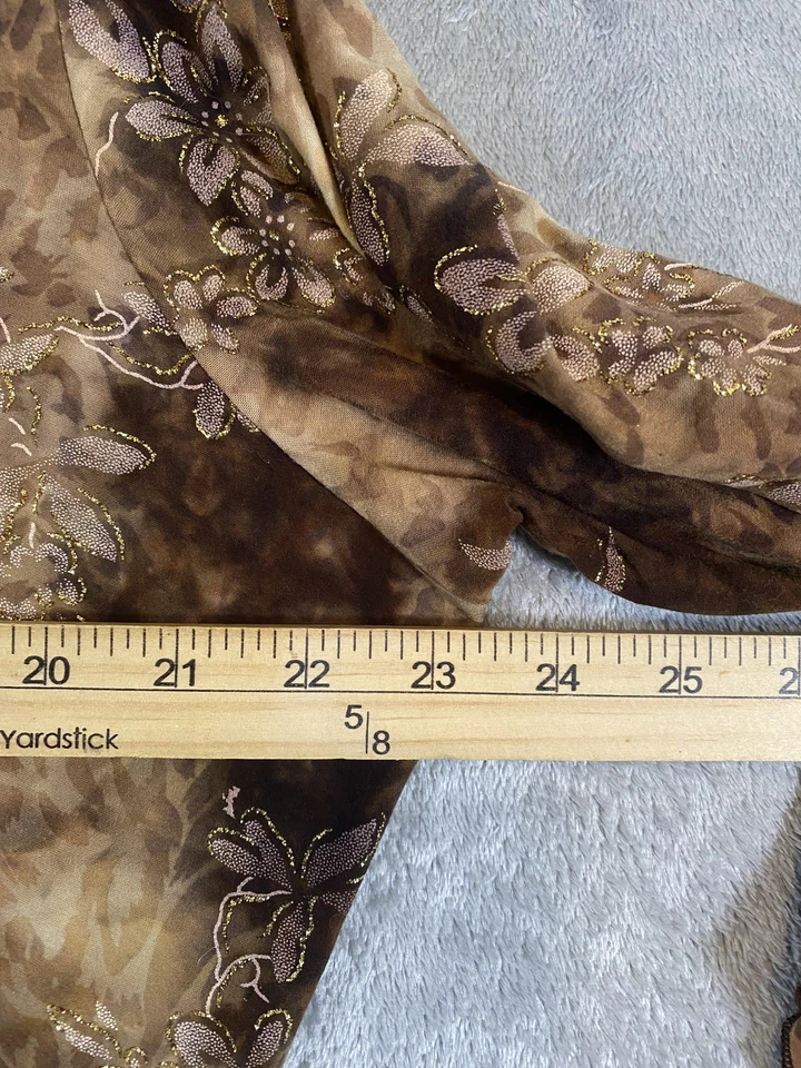 Dressbarn 衬衫女式 1X 花卉动物印花手帕下摆美国波西米亚仙女 — 第 4/4 张图片