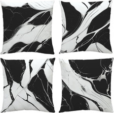 Abstract Grey and Black Throw Pillow Covers Set of 4  18 X 18 Inch Marble Pattern