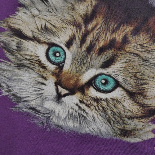 Vintage Cats T Shirt Adult XL Purple Kittens Cat Habitat Nature Mens 90s - Picture 4 of 15
