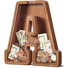 Extra Large Wooden Piggy Bank Piggy Bank for Boys Girls Toddler Alphabet A ...