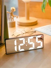 1pc LED Digital Alarm Clock - 3 Brightness Levels with Mirror Display & Snooze