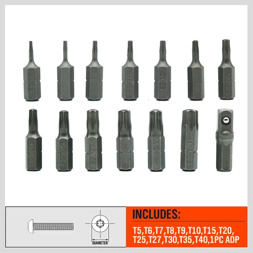 Proof Security Torq Hex Star Spanner Tri Wing Screwdriver 14 Torx Bit Set Tamper - Picture 7 of 11
