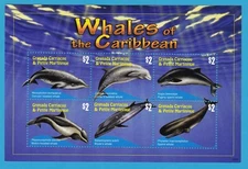 2010 WHALE STAMP WHALES OF THE CARIBBEAN GRENADA PYGMY SPERM BRYDES MELON HEADED