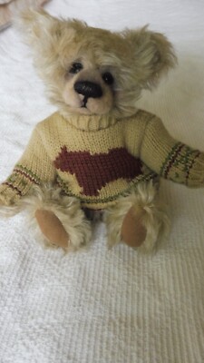 OoaK Mohair Nadel gefilzt Unikat Künstlerbär Toby mit Pullover