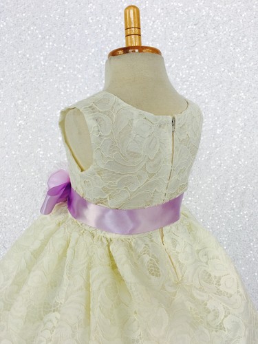 Ivory French Lace Off White Ribbon Flower Girl Dress Birthday Wedding Pageant - Picture 72 of 136
