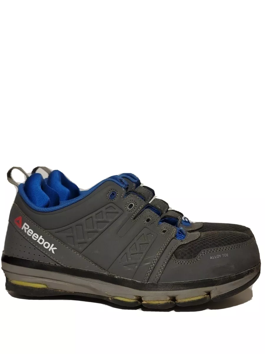 Reebok Mens Gray Leather Work Shoes Alloy Toe DMX Flex RB3604 11.5