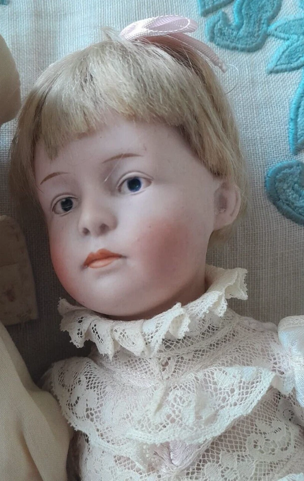 Coppia di bambole antiche G. Heubach taglia 1 in porcellana biscuit - Immagine 3 di 4