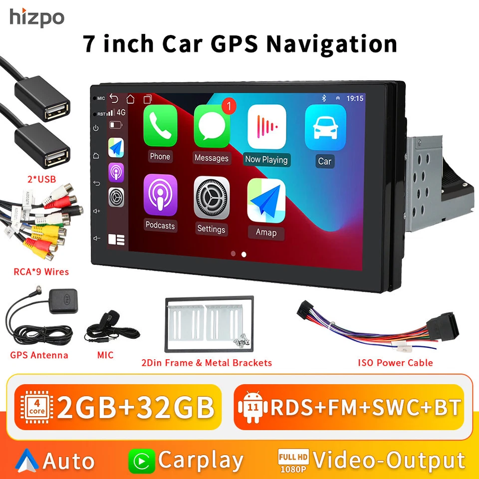 Android 13.0 7inch Single 1DIN Car Stereo Radio Player WIFI GPS Mirror Link 32GB - Image 3 of 4