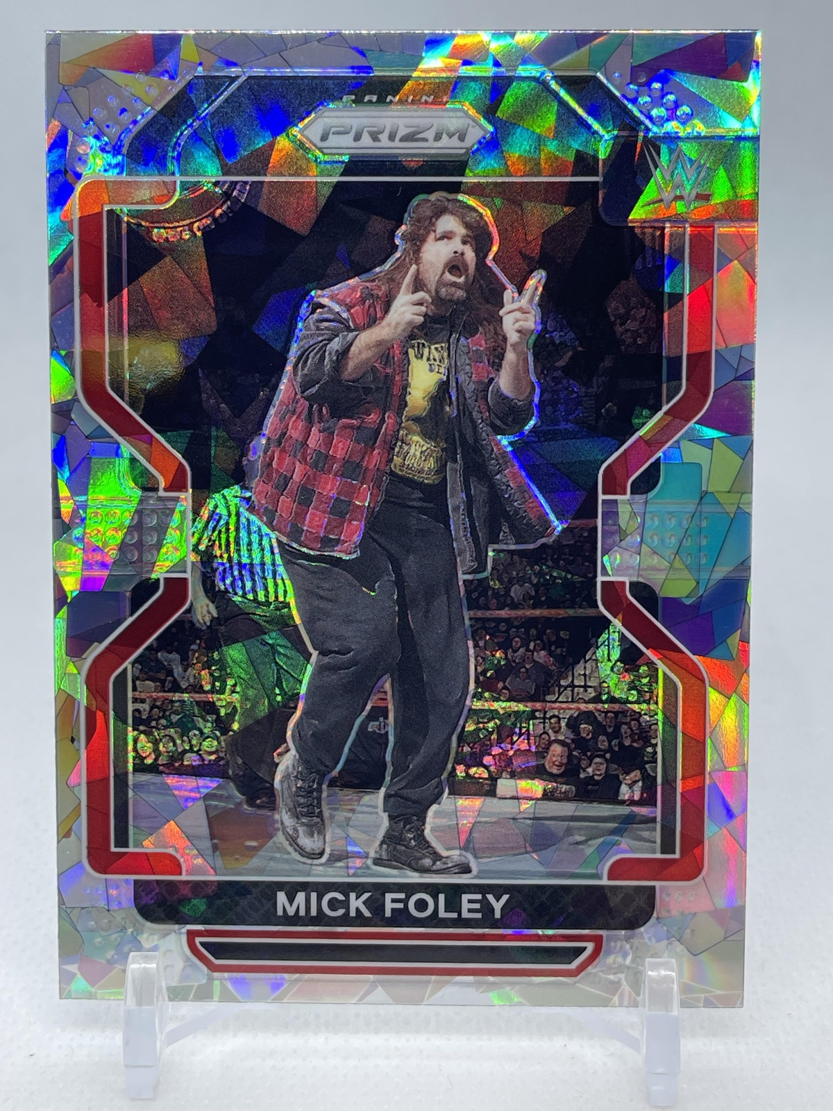 2022 Panini Prizm WWE #190 Mick Foley #190 Cracked Ice Prizm