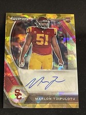 2021 Prizm Draft Picks Marlon Tuipulotu Gold Ice Rookie Auto USC Eagles