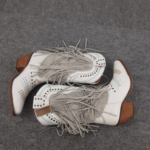 Dingo Gypsy Western Boots Women's 8.5M White Fringe Embroidered - Picture 5 of 9