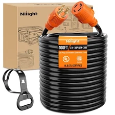 Nilight 30 Amp 100FT Generator Extension Cord 125/250V 7500 Watt 10 Gauge