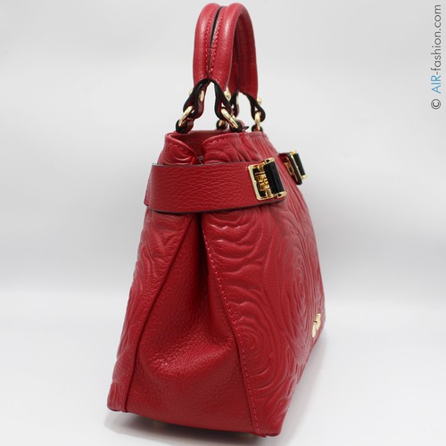 M*BRC M.Braccialini Made in Italy borsa piccola Tote pelle rossa rose a rilievo - Foto 4 di 7