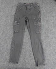 Spanx Jeans Womens Medium Gray Cargo Pockets Stretch Denim pants Utility Outdoor