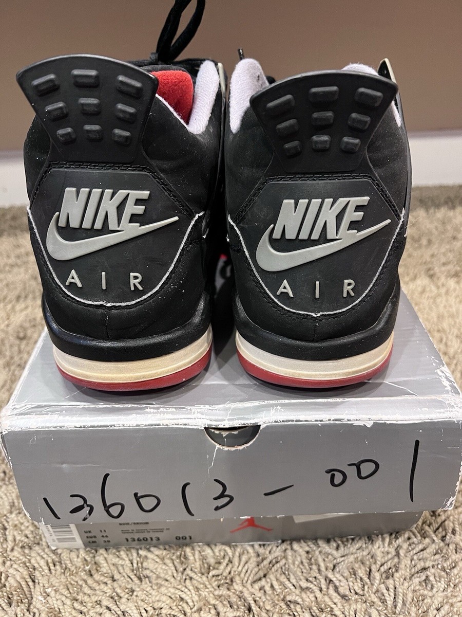 Ｋ Size 12 - Jordan 4 Retro Bred Black/Fire Red Cement 2019 for sale