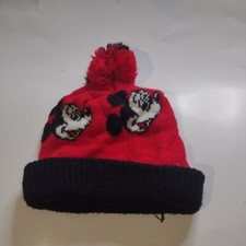 Vintage Walt Disney - Black  Red - Mickey Mouse - Knit Hat - Adult OSFM