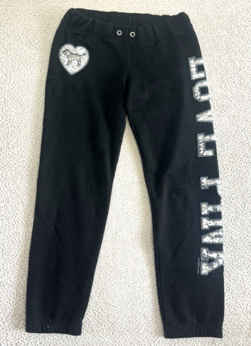 Victoria’s Secret PINK Sequin Bling Dog Joggers Black LOVE PINK