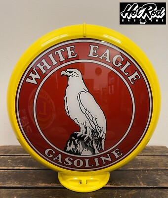 #ad #ad WHITE EAGLE GASOLINE Reproduction 13.5quot; Gas Pump Globe Yellow Body $175.00