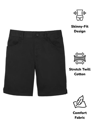 Girl's Super Stretch School Uniform Skinny Bermuda Shorts 3-PACK (Size: 4-20) - Picture 7 of 11