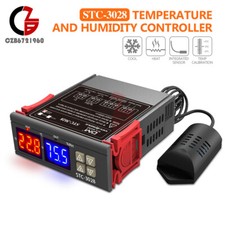 AC110-220V 10A Dual LED Temperature Humidity Control Thermostat Probe STC-3028
