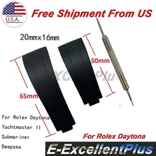 Fit Rolex Daytona Yachtmaster Submariner W/ Tool Rubber Watch Strap Band 20*16mm