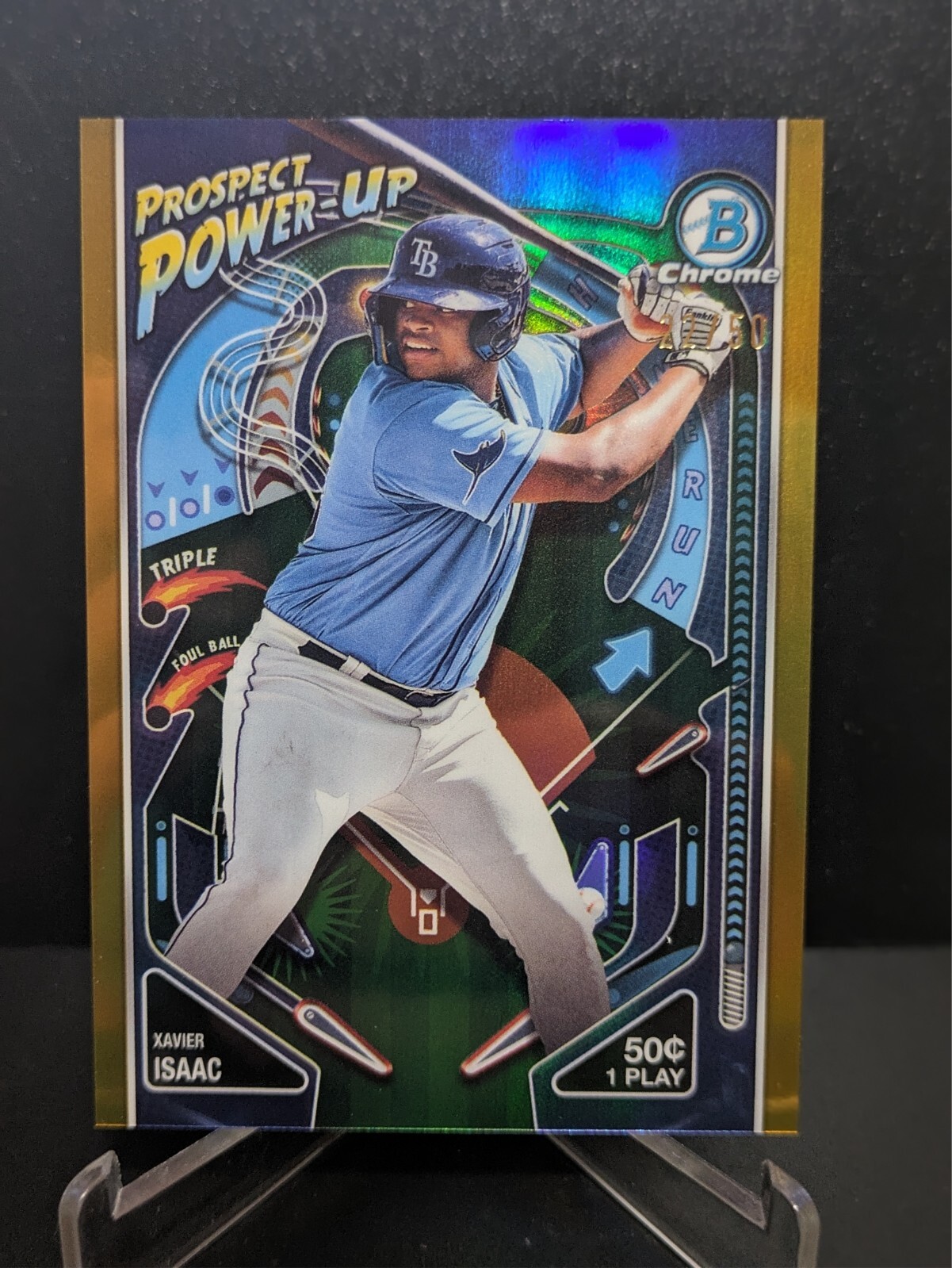Xavier Isaac  -  2024 Bowman Chrome Prospect Power-Up Gold Refractors /50 #PP15