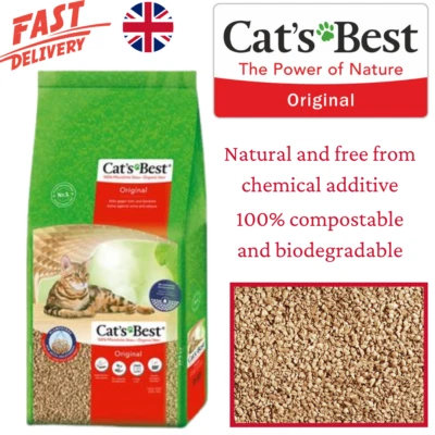 CAT'S BEST 40L Cats Best Okoplus Highly Absorbent Original Clumping Cat Litter Mega Pack UK
