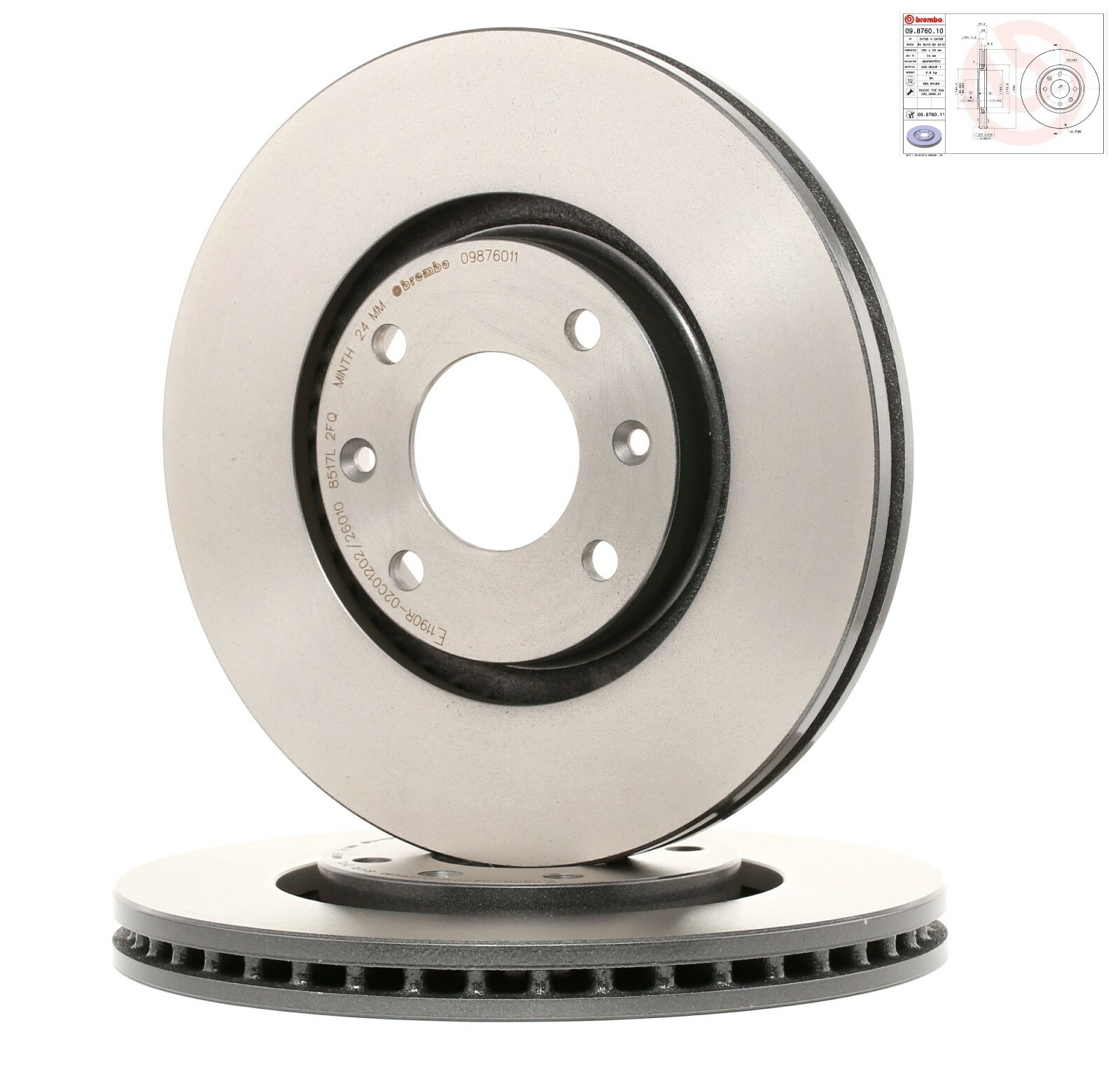 Disques de frein avant Brembo 09.8760.11 ventilés de 283mm pour Peugeot 307 et 5008