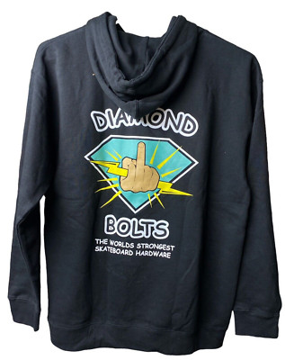 Diamond Supply Co Black Hoodie Men X-LARGE  x Bolts Limited Pullover NWT