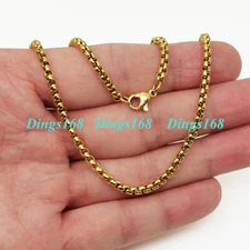 18K YELLOW Gold Filled Tarnish-Resist Fashion 3mm Round Box Chain Necklace C5K