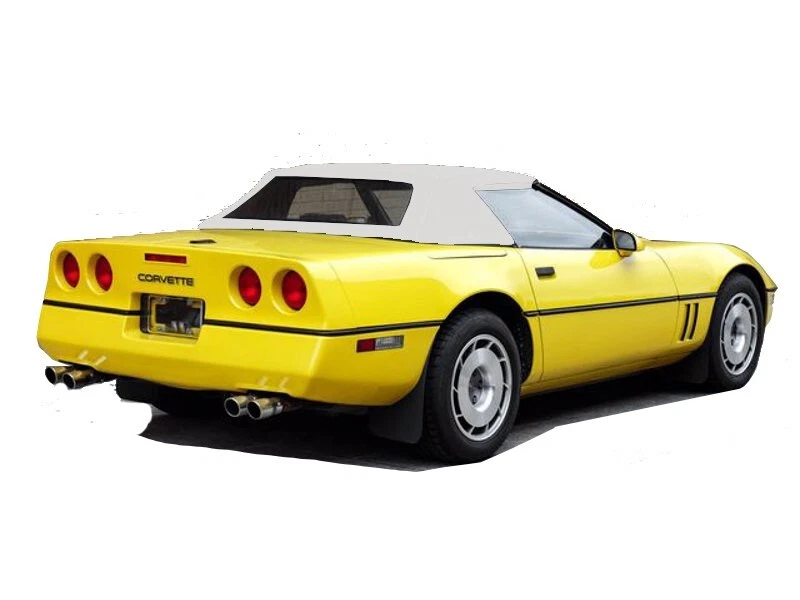 Chevy Corvette 1986-1993 capota macia com janela de plástico cabelo vinil branco - Imagem 3 de 4