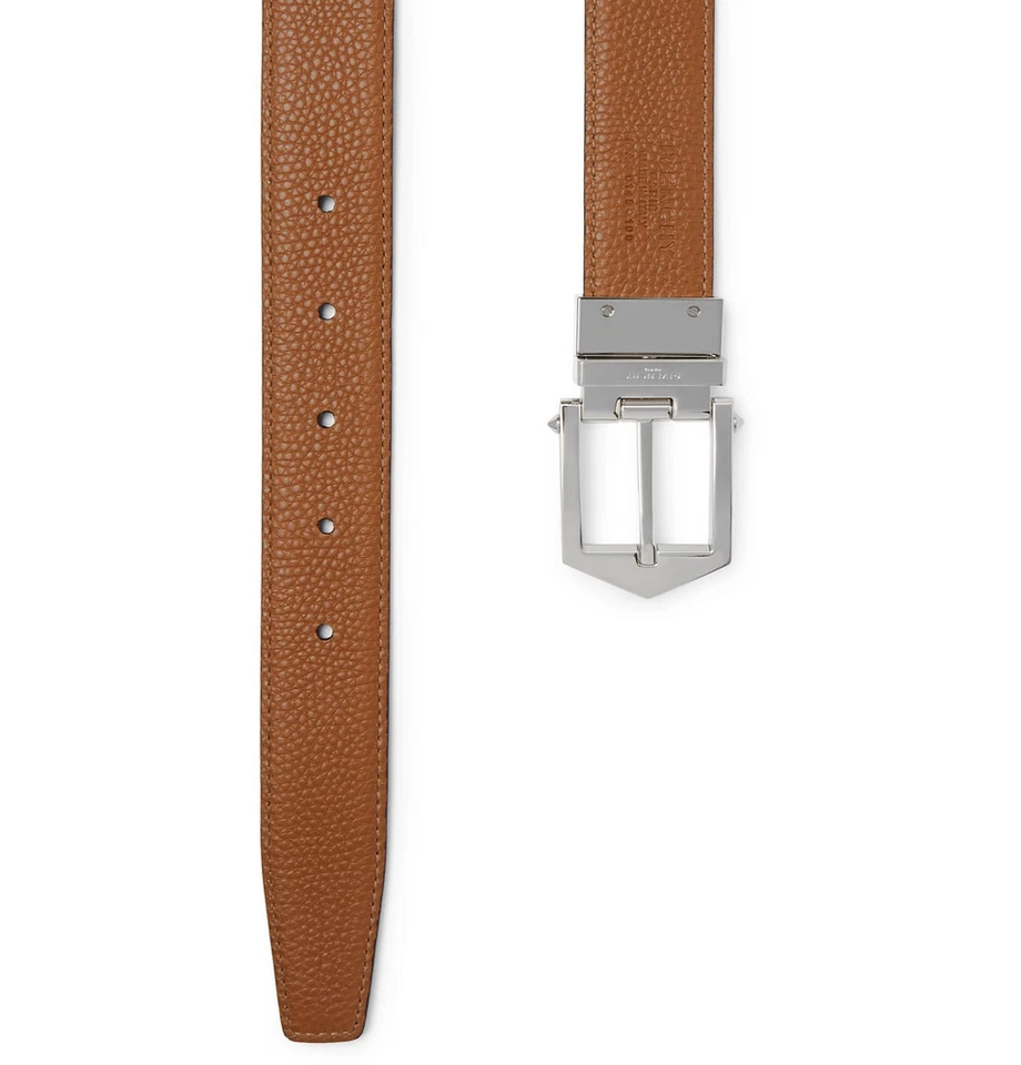 Givenchy Hombre Obsedia Negro y Marrón Reversible Pebble-Grain Cinturón de Cuero - Imagen 4 de 4