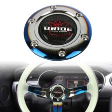 Jdm Bride Carbon Fiber Steering Wheel Center Cap Horn Button Burnt Blue Aluminum