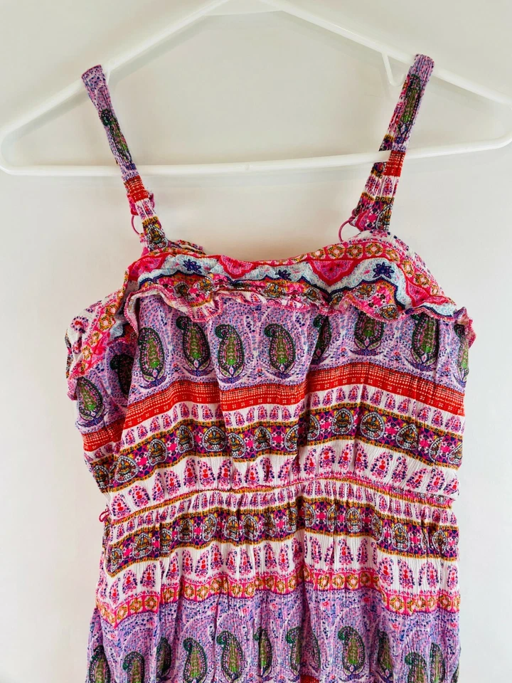 Lily Rose 荷叶边迷笛连衣裙女孩 16 码粉色分层无袖秋千佩斯利 — 第 3/4 张图片