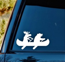 Moose Bear Canoe Decal Sticker Car Truck SUV Camping Hiking Tent Kayak Art M1052