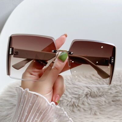 Retro Gradient Mirror Glasses - Rimless Square Sunglasses Unisex Fashion Eyewear