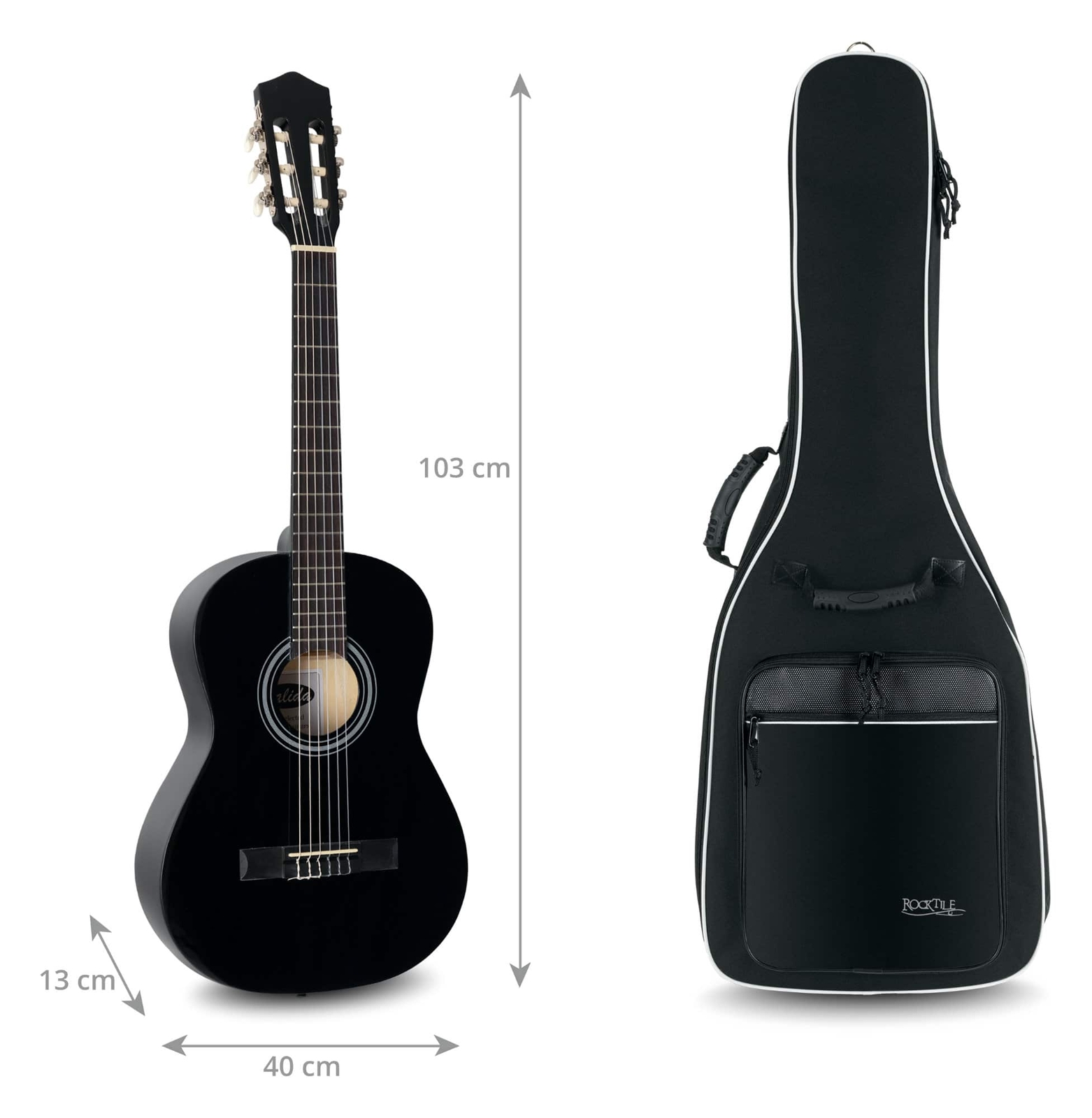 Borsa chitarra acustica 4/4 concerto chitarra gigbag zaino borsa da trasporto nera foto 3