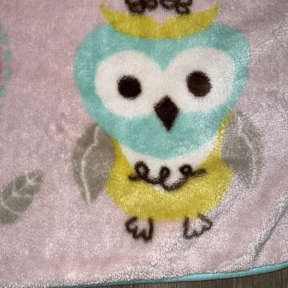 Bananafish Owl Manta Bebé Rosa Seguridad Lovey 30” X 44” Suave Vellón Búhos Foto 2 de 4