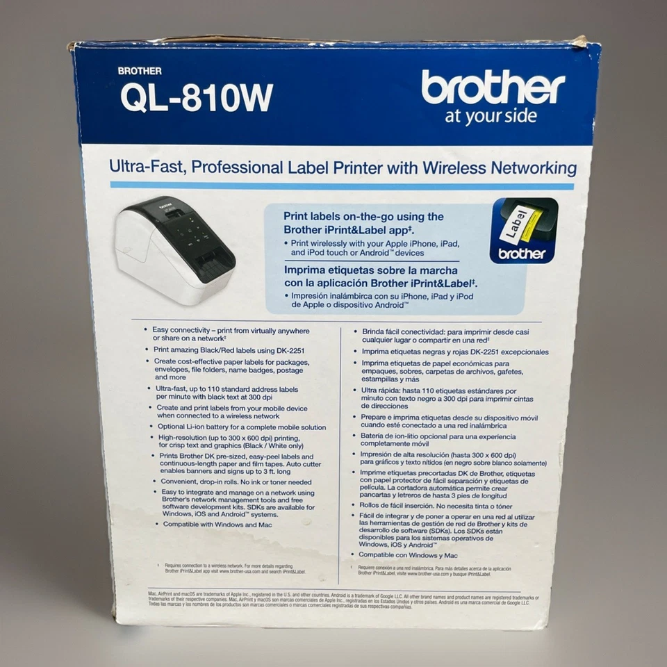 Brother QL-800 Label Printer High-Speed Thermal Black/Red P-Touch USB w/Cables - Image 3 of 4